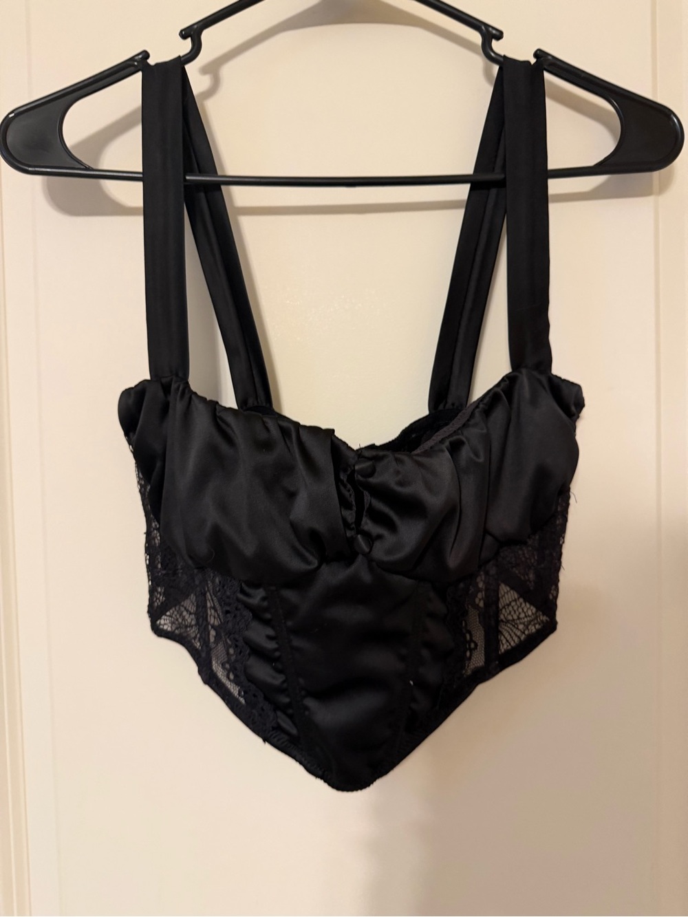 Urban Outfitters Black Satin Lace Bustier